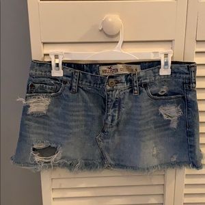 Hollister Distressed Denim Skirt w/ Rips & Frays